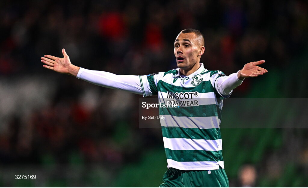 1 November 2025; Graham Burke of Shamrock Rovers during the SSE Airtricity Men's Premier Division match between Shamrock Rovers and Sligo Rovers at Tallaght Stadium in Dublin. Photo by Seb Daly/Sportsfile