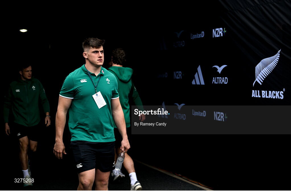 1 November 2025; Dan Sheehan of Ireland before the Gallagher Cup match between Ireland and New Zealand at Soldier Field in Chicago, USA. Photo by Ramsey Cardy/Sportsfile