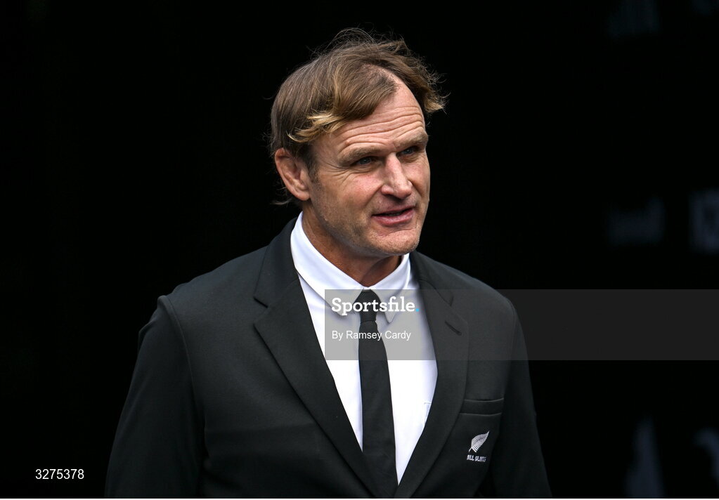 1 November 2025; New Zealand head coach Scott Robertson before the Gallagher Cup match between Ireland and New Zealand at Soldier Field in Chicago, USA. Photo by Ramsey Cardy/Sportsfile