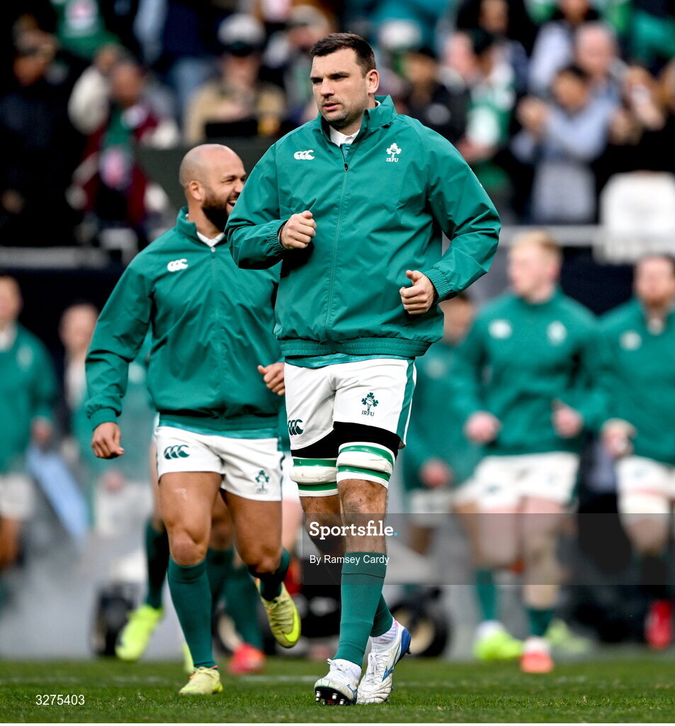 1 November 2025; Tadhg Beirne of Ireland before the Gallagher Cup match between Ireland and New Zealand at Soldier Field in Chicago, USA. Photo by Ramsey Cardy/Sportsfile