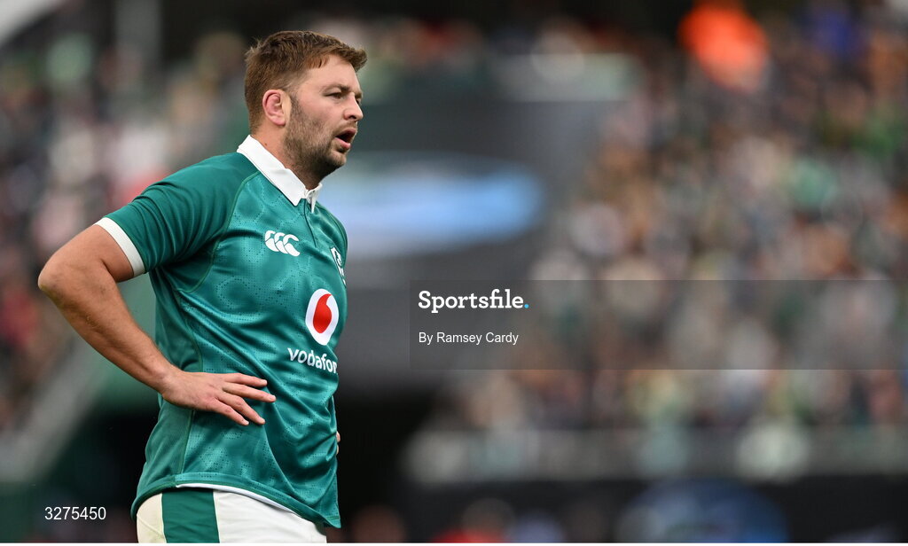 1 November 2025; Iain Henderson of Ireland during the Gallagher Cup match between Ireland and New Zealand at Soldier Field in Chicago, USA. Photo by Ramsey Cardy/Sportsfile