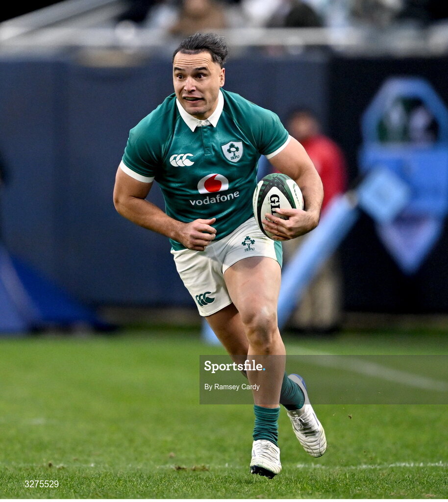 1 November 2025; James Lowe of Ireland during the Gallagher Cup match between Ireland and New Zealand at Soldier Field in Chicago, USA. Photo by Ramsey Cardy/Sportsfile