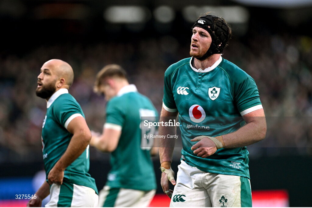 1 November 2025; Ryan Baird of Ireland during the Gallagher Cup match between Ireland and New Zealand at Soldier Field in Chicago, USA. Photo by Ramsey Cardy/Sportsfile