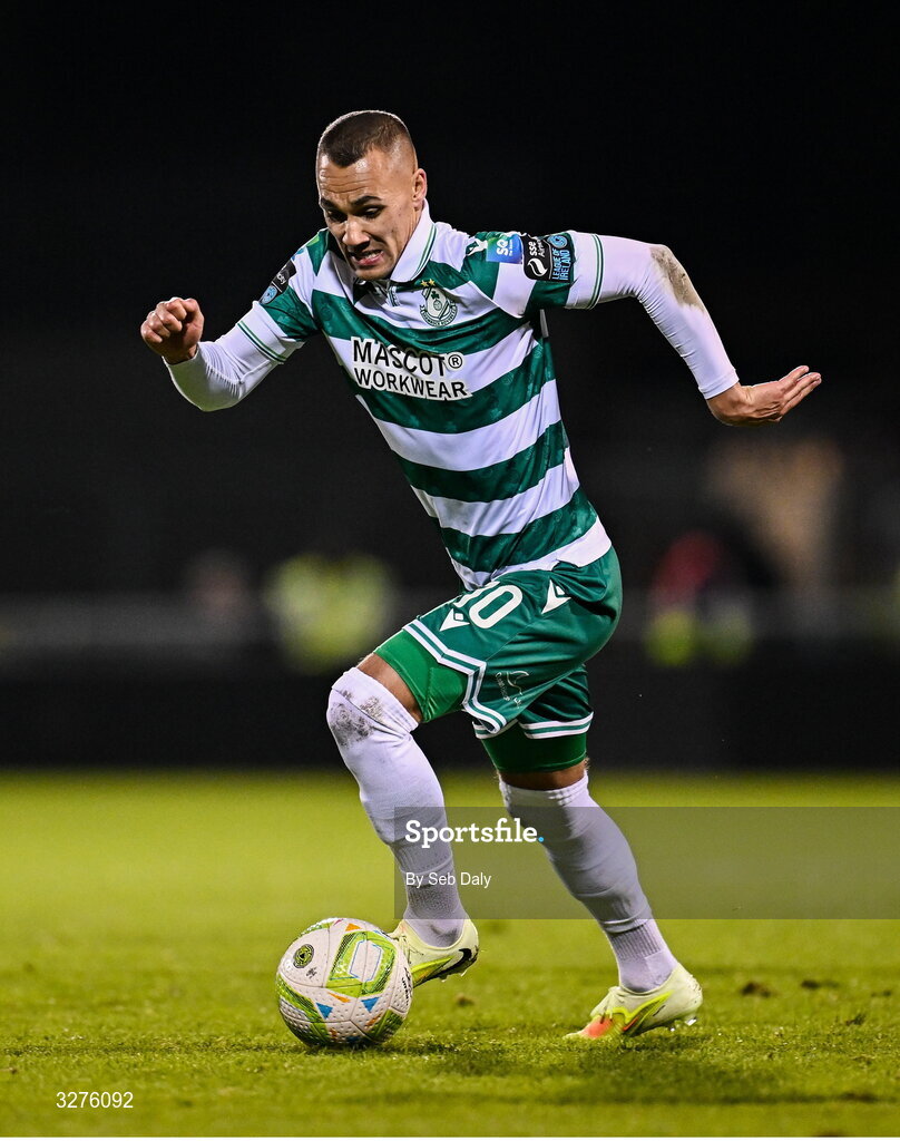 1 November 2025; Graham Burke of Shamrock Rovers during the SSE Airtricity Men's Premier Division match between Shamrock Rovers and Sligo Rovers at Tallaght Stadium in Dublin. Photo by Seb Daly/Sportsfile