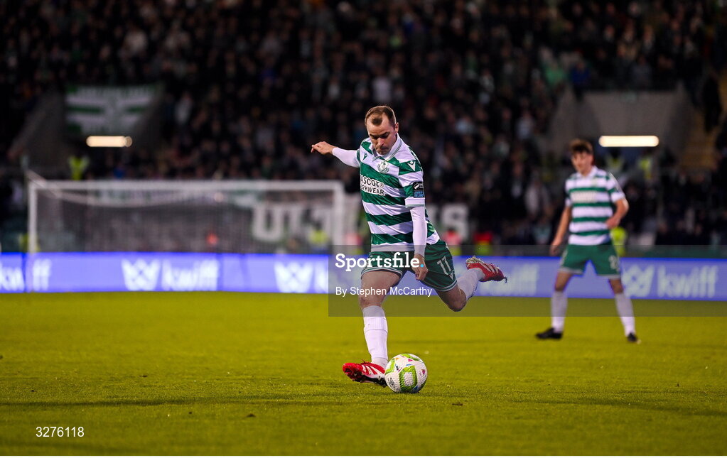 1 November 2025; Sean Kavanagh of Shamrock Rovers during the SSE Airtricity Men's Premier Division match between Shamrock Rovers and Sligo Rovers at Tallaght Stadium in Dublin. Photo by Stephen McCarthy/Sportsfile