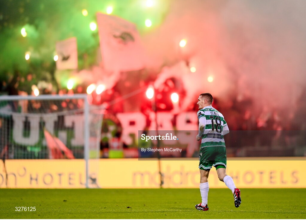 1 November 2025; Trevor Clarke of Shamrock Rovers during the SSE Airtricity Men's Premier Division match between Shamrock Rovers and Sligo Rovers at Tallaght Stadium in Dublin. Photo by Stephen McCarthy/Sportsfile