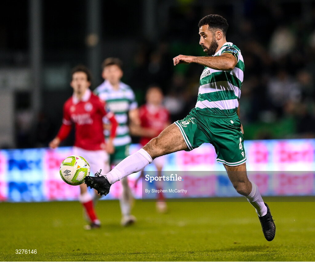 1 November 2025; Roberto Lopes of Shamrock Rovers during the SSE Airtricity Men's Premier Division match between Shamrock Rovers and Sligo Rovers at Tallaght Stadium in Dublin. Photo by Stephen McCarthy/Sportsfile