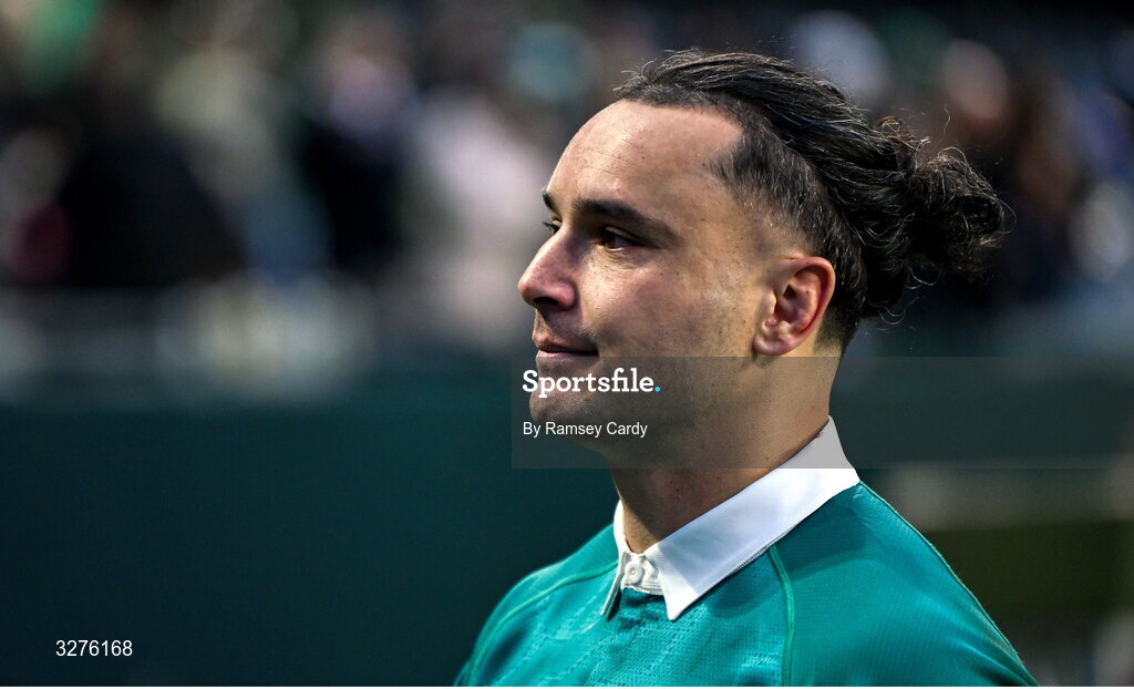 1 November 2025; James Lowe of Ireland after the Gallagher Cup match between Ireland and New Zealand at Soldier Field in Chicago, USA. Photo by Ramsey Cardy/Sportsfile