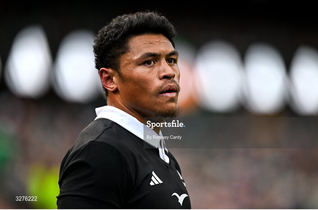 1 November 2025; Caleb Clarke of New Zealand during the Gallagher Cup match between Ireland and New Zealand at Soldier Field in Chicago, USA. Photo by Ramsey Cardy/Sportsfile