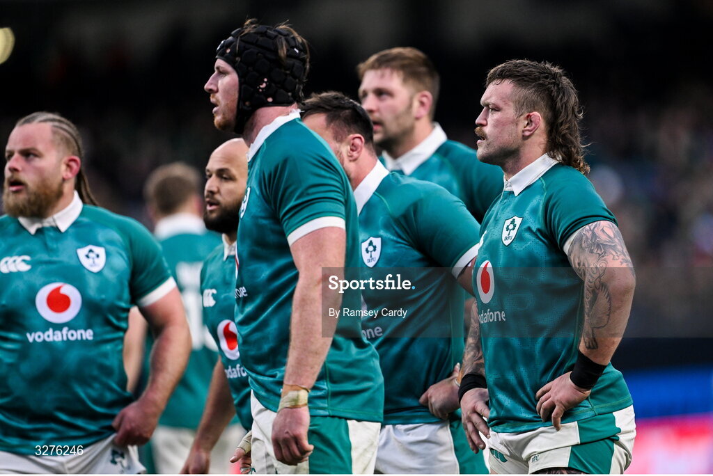 1 November 2025; Ryan Baird, left, and Andrew Porter of Ireland during the Gallagher Cup match between Ireland and New Zealand at Soldier Field in Chicago, USA. Photo by Ramsey Cardy/Sportsfile