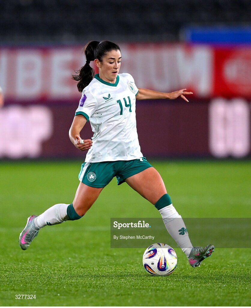 28 October 2025; Marissa Sheva of Republic of Ireland during the UEFA Women's Nations League A/B promotion/relegation play-off second leg match between Belgium and Republic of Ireland at The King Power At Den Dreef Stadium in Leuven, Belgium. Photo by Stephen McCarthy/Sportsfile