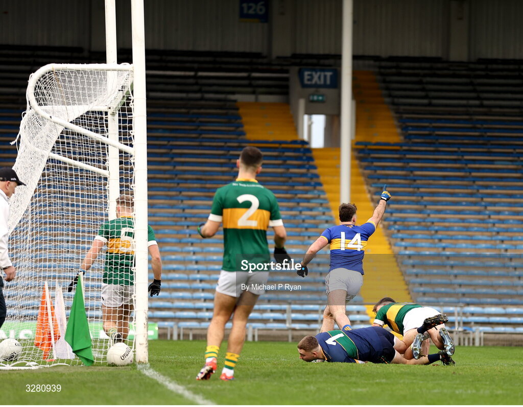 8 November 2025; Jamie Roche of Kilsheelan-Kilcash celebrates after scoring his side's first goal during the Tipperary County Senior Club Football Championship final match between Clonmel Commercials and Kilsheelan-Kilcash at FBD Semple Stadium in Thurles, Tipperary. Photo by Michael P Ryan/Sportsfile