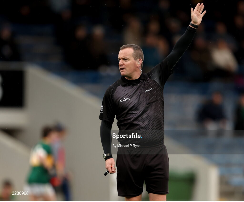 8 November 2025; Referee Sean Lonergan during the Tipperary County Senior Club Football Championship final match between Clonmel Commercials and Kilsheelan-Kilcash at FBD Semple Stadium in Thurles, Tipperary. Photo by Michael P Ryan/Sportsfile