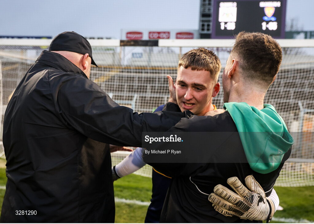 8 November 2025; Clonmel Commercials goalkeeper Shane Ryan with supporters after the Tipperary County Senior Club Football Championship final match between Clonmel Commercials and Kilsheelan-Kilcash at FBD Semple Stadium in Thurles, Tipperary. Photo by Michael P Ryan/Sportsfile