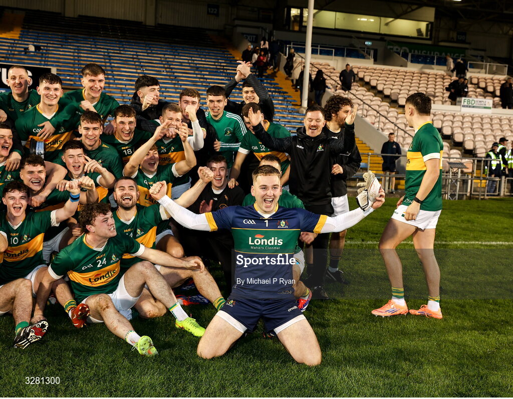 8 November 2025; Clonmel Commercials goalkeeper Shane Ryan celebrates with teammates after the Tipperary County Senior Club Football Championship final match between Clonmel Commercials and Kilsheelan-Kilcash at FBD Semple Stadium in Thurles, Tipperary. Photo by Michael P Ryan/Sportsfile