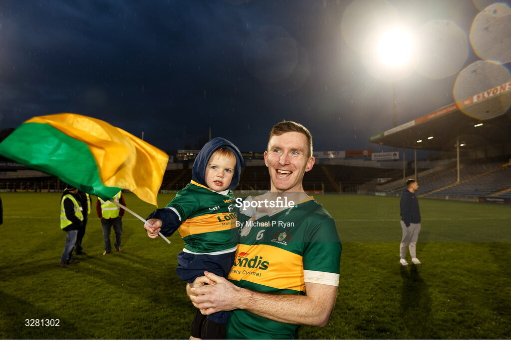 8 November 2025; Clonmel Commercials captain Séamus Kennedy with his nephew Séamaí Collins after the Tipperary County Senior Club Football Championship final match between Clonmel Commercials and Kilsheelan-Kilcash at FBD Semple Stadium in Thurles, Tipperary. Photo by Michael P Ryan/Sportsfile