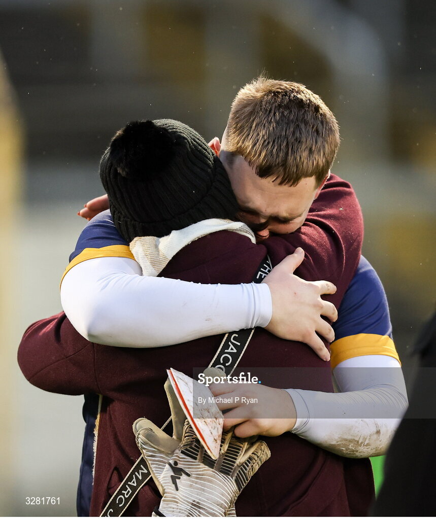 8 November 2025; Clonmel Commercials Shane Ryan with his mother Anna, after the Tipperary County Senior Club Football Championship final match between Clonmel Commercials and Kilsheelan-Kilcash at FBD Semple Stadium in Thurles, Tipperary. Photo by Michael P Ryan/Sportsfile