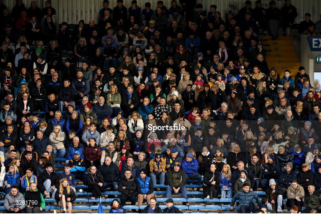 8 November 2025; Supporters watch on during the Tipperary County Senior Club Football Championship final match between Clonmel Commercials and Kilsheelan-Kilcash at FBD Semple Stadium in Thurles, Tipperary. Photo by Michael P Ryan/Sportsfile