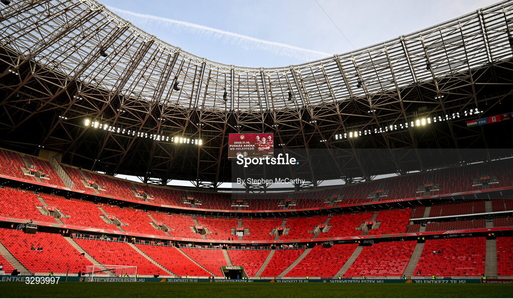 16 November 2025; A general view before the FIFA World Cup 2026 Group F Qualifier match between Hungary and Republic of Ireland at Puskás Aréna in Budapest, Hungary. Photo by Stephen McCarthy/Sportsfile
