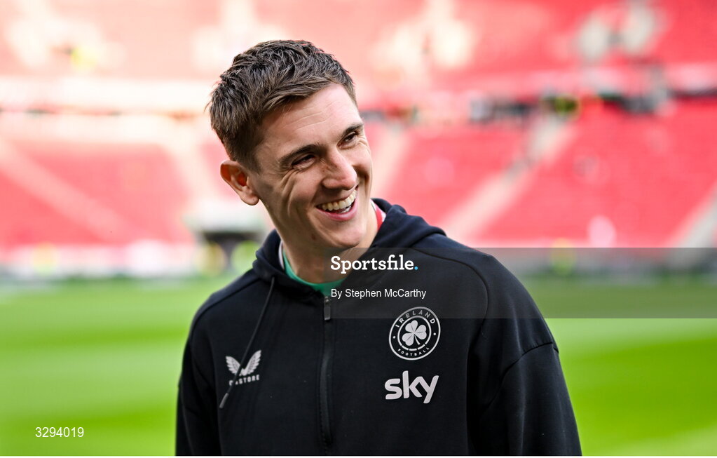 16 November 2025; Jimmy Dunne of Republic of Ireland before the FIFA World Cup 2026 Group F Qualifier match between Hungary and Republic of Ireland at Puskás Aréna in Budapest, Hungary. Photo by Stephen McCarthy/Sportsfile