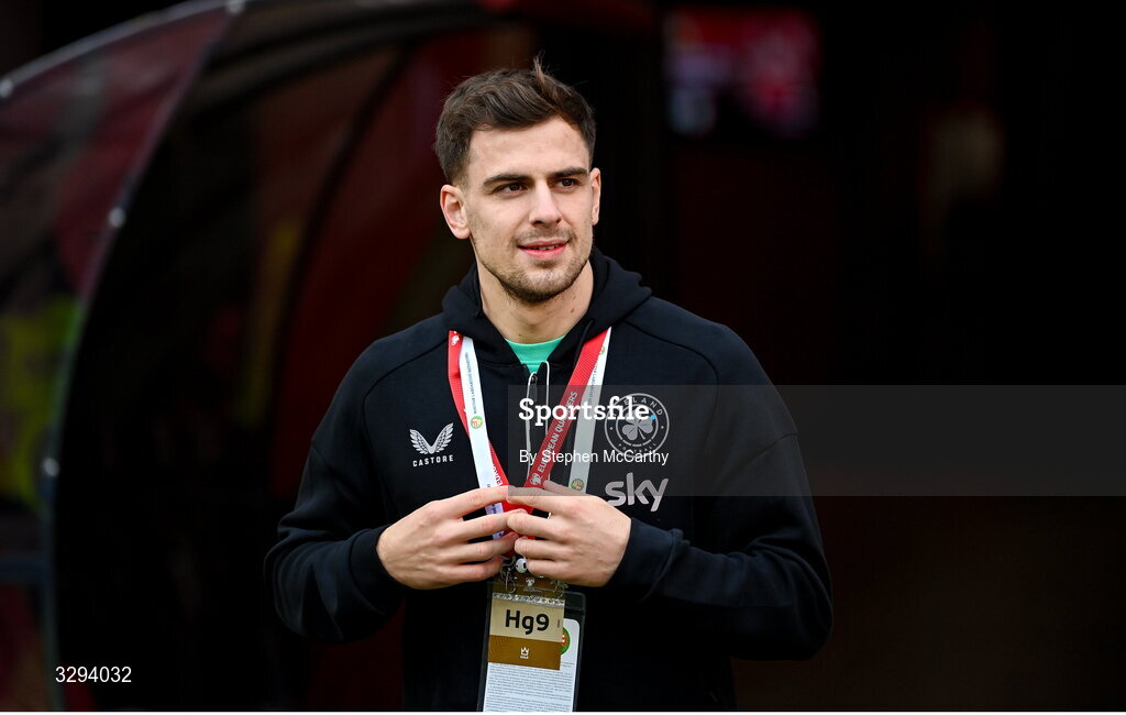 16 November 2025; Jayson Molumby of Republic of Ireland before the FIFA World Cup 2026 Group F Qualifier match between Hungary and Republic of Ireland at Puskás Aréna in Budapest, Hungary. Photo by Stephen McCarthy/Sportsfile