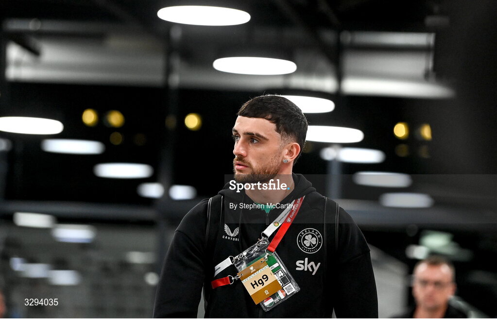 16 November 2025; Troy Parrott of Republic of Ireland before the FIFA World Cup 2026 Group F Qualifier match between Hungary and Republic of Ireland at Puskás Aréna in Budapest, Hungary. Photo by Stephen McCarthy/Sportsfile