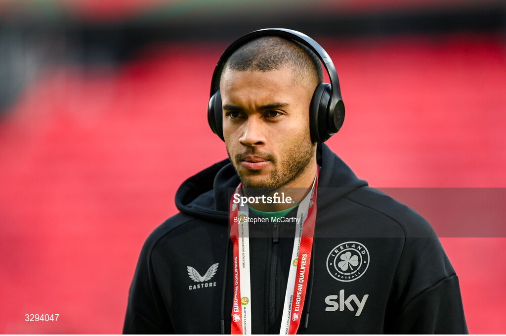 16 November 2025; Republic of Ireland goalkeeper Gavin Bazunu before the FIFA World Cup 2026 Group F Qualifier match between Hungary and Republic of Ireland at Puskás Aréna in Budapest, Hungary. Photo by Stephen McCarthy/Sportsfile