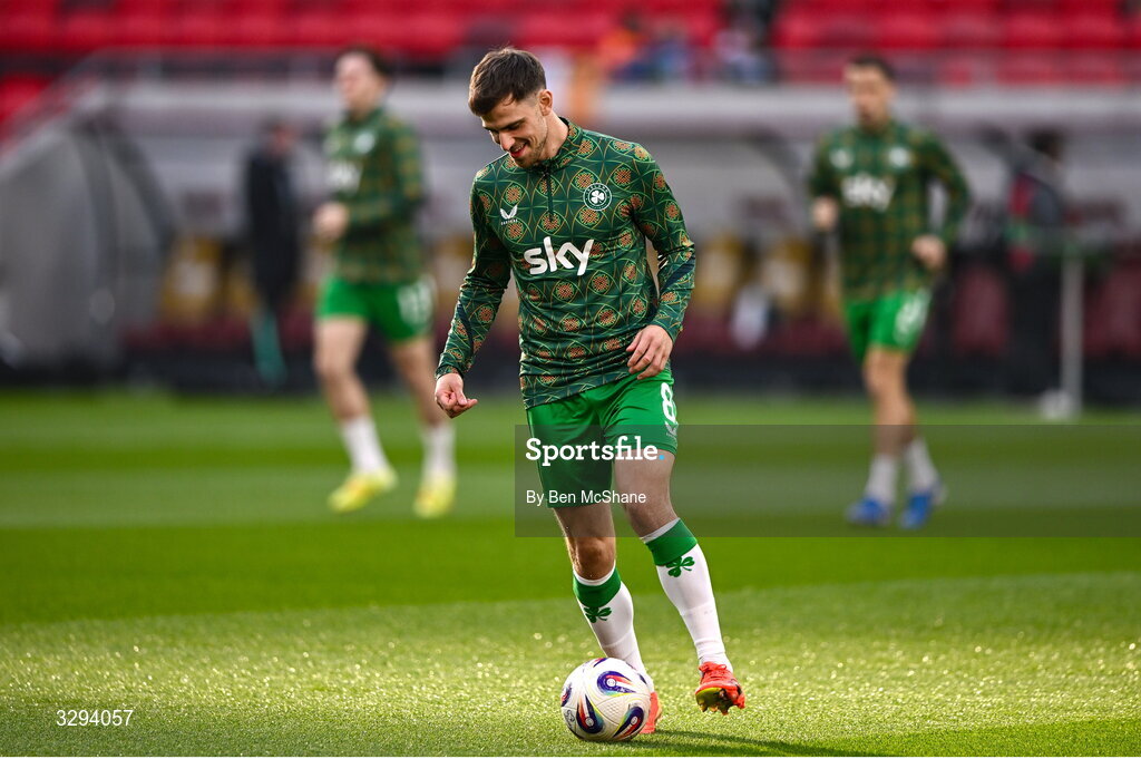 16 November 2025; Jayson Molumby of Republic of Ireland before the FIFA World Cup 2026 Group F Qualifier match between Hungary and Republic of Ireland at Puskás Aréna in Budapest, Hungary. Photo by Ben McShane/Sportsfile