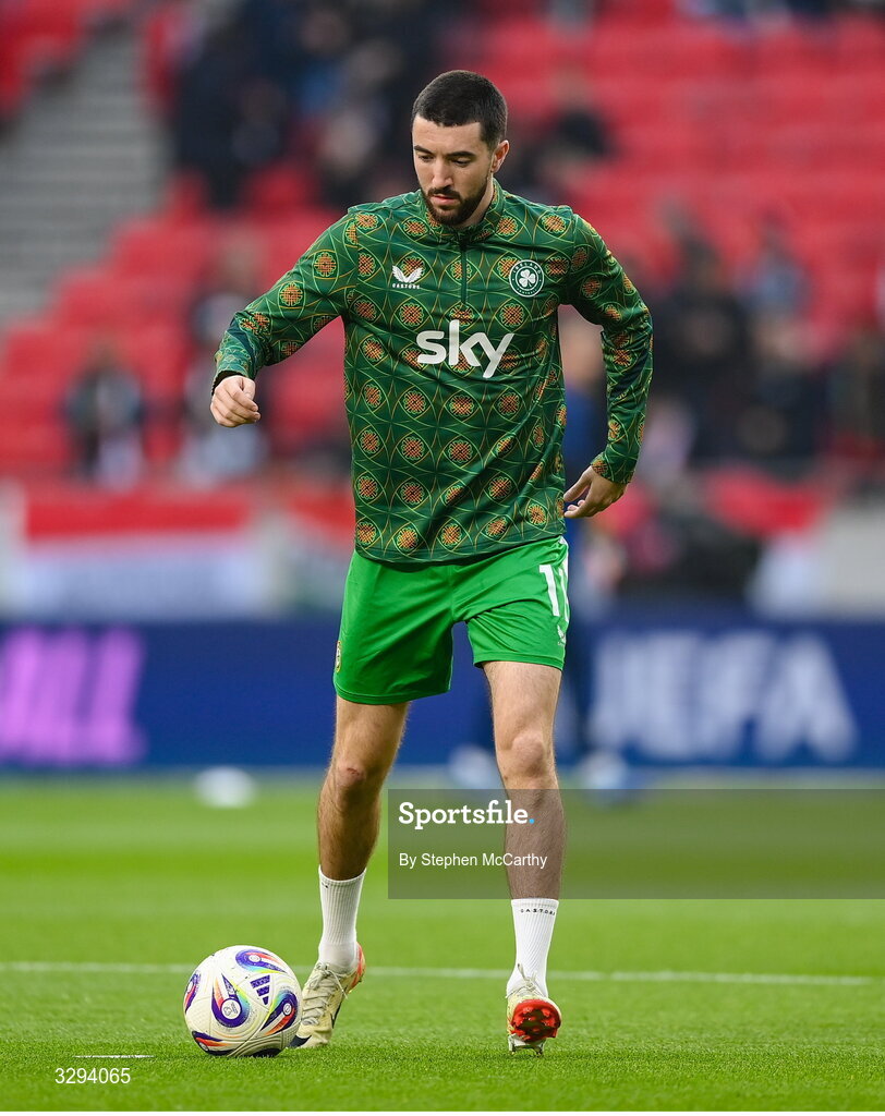 16 November 2025; Finn Azaz of Republic of Ireland before the FIFA World Cup 2026 Group F Qualifier match between Hungary and Republic of Ireland at Puskás Aréna in Budapest, Hungary. Photo by Stephen McCarthy/Sportsfile