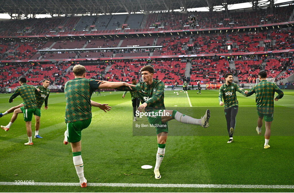 16 November 2025; Johnny Kenny of Republic of Ireland before the FIFA World Cup 2026 Group F Qualifier match between Hungary and Republic of Ireland at Puskás Aréna in Budapest, Hungary. Photo by Ben McShane/Sportsfile