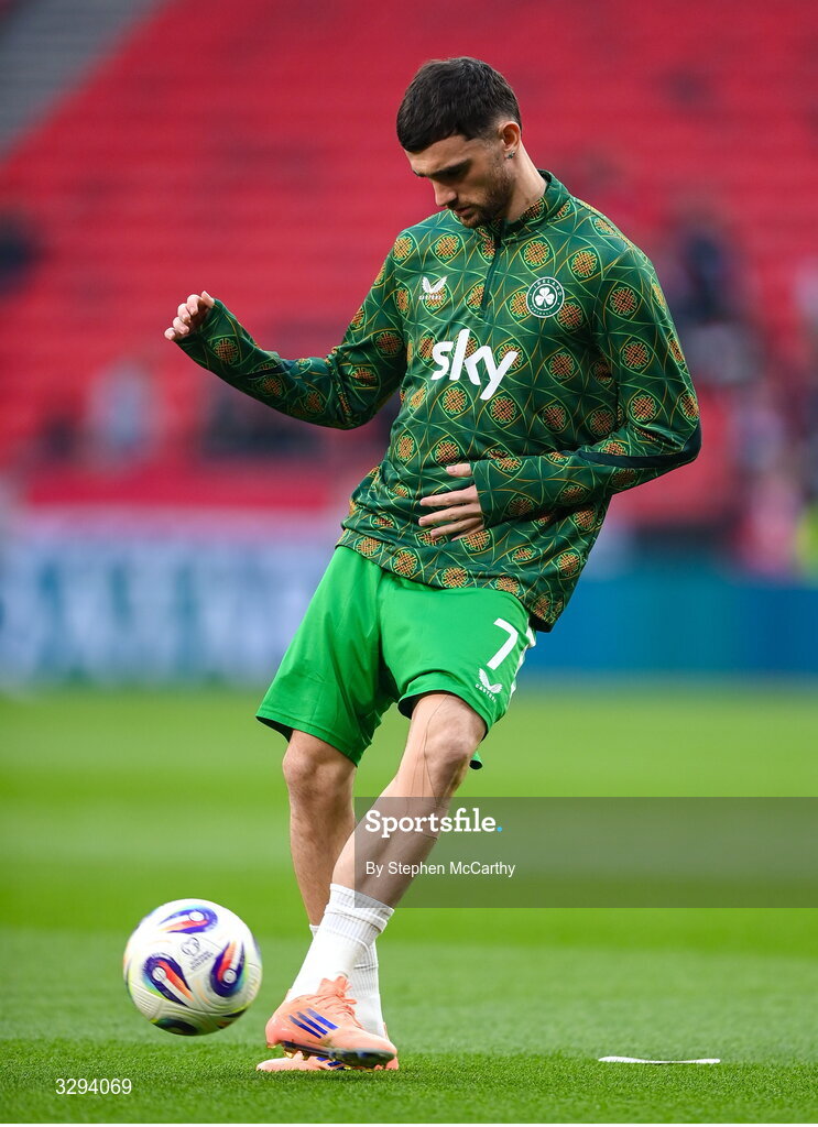16 November 2025; Troy Parrott of Republic of Ireland before the FIFA World Cup 2026 Group F Qualifier match between Hungary and Republic of Ireland at Puskás Aréna in Budapest, Hungary. Photo by Stephen McCarthy/Sportsfile
