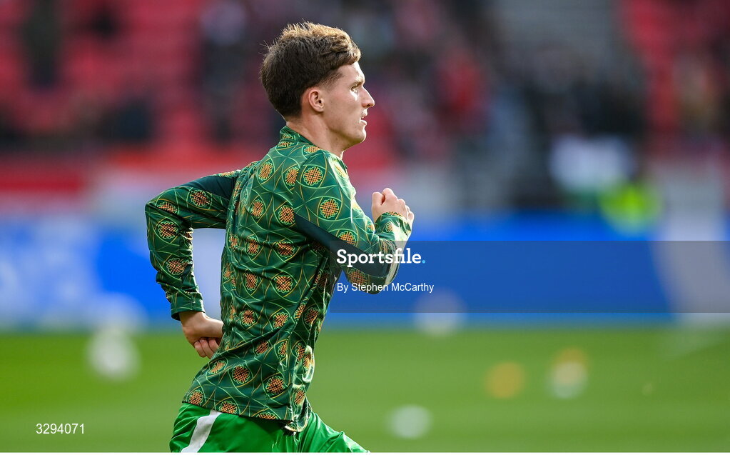 16 November 2025; Johnny Kenny of Republic of Ireland before the FIFA World Cup 2026 Group F Qualifier match between Hungary and Republic of Ireland at Puskás Aréna in Budapest, Hungary. Photo by Stephen McCarthy/Sportsfile
