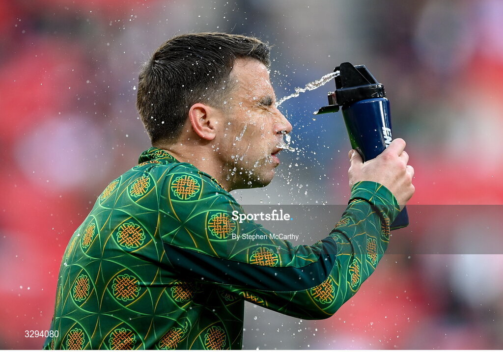 16 November 2025; Seamus Coleman of Republic of Ireland before the FIFA World Cup 2026 Group F Qualifier match between Hungary and Republic of Ireland at Puskás Aréna in Budapest, Hungary. Photo by Stephen McCarthy/Sportsfile