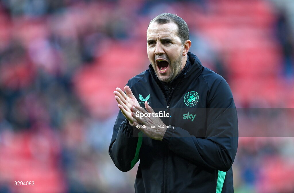 16 November 2025; Republic of Ireland assistant head coach John O'Shea before the FIFA World Cup 2026 Group F Qualifier match between Hungary and Republic of Ireland at Puskás Aréna in Budapest, Hungary. Photo by Stephen McCarthy/Sportsfile