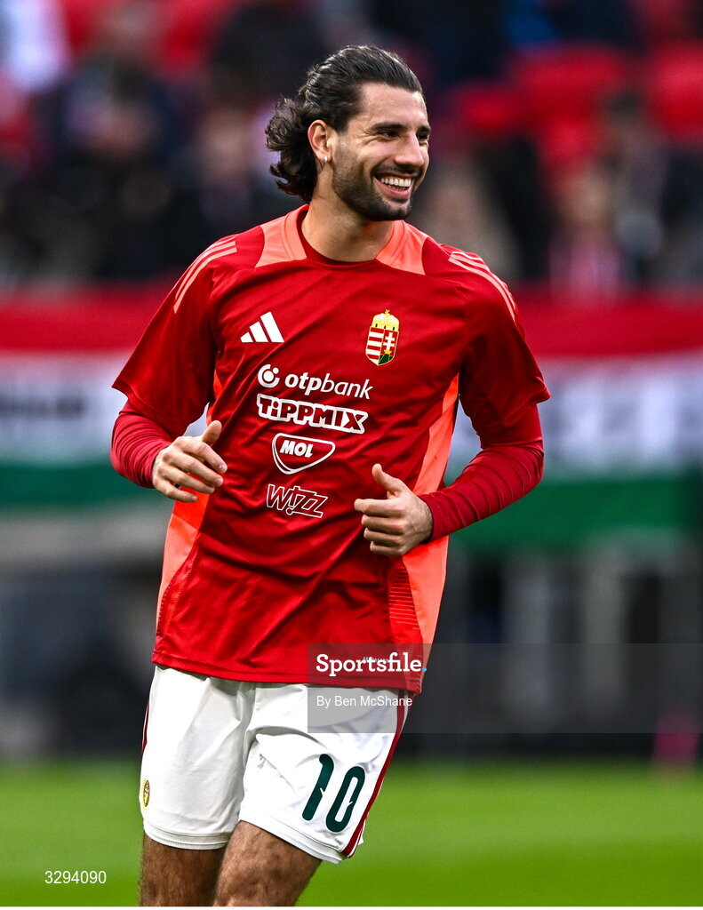 16 November 2025; Dominik Szoboszlai of Hungary before the FIFA World Cup 2026 Group F Qualifier match between Hungary and Republic of Ireland at Puskás Aréna in Budapest, Hungary. Photo by Ben McShane/Sportsfile