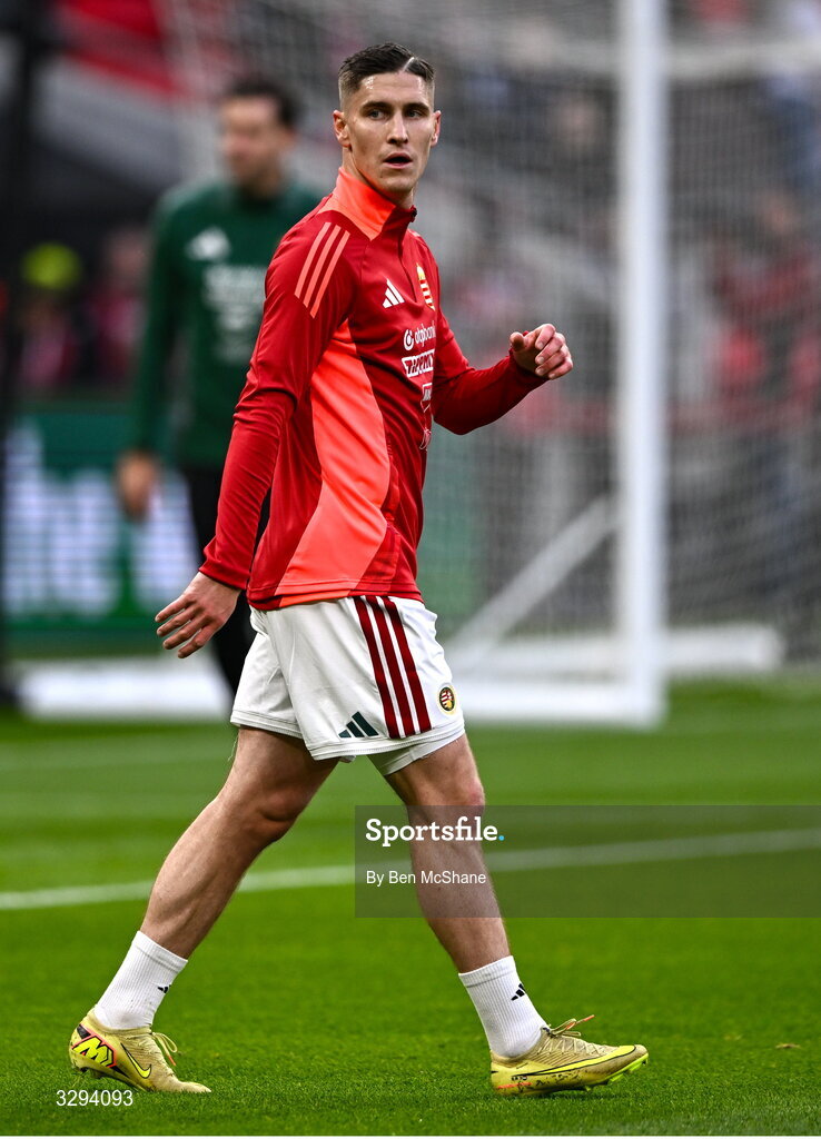 16 November 2025; Roland Sallai of Hungary before the FIFA World Cup 2026 Group F Qualifier match between Hungary and Republic of Ireland at Puskás Aréna in Budapest, Hungary. Photo by Ben McShane/Sportsfile