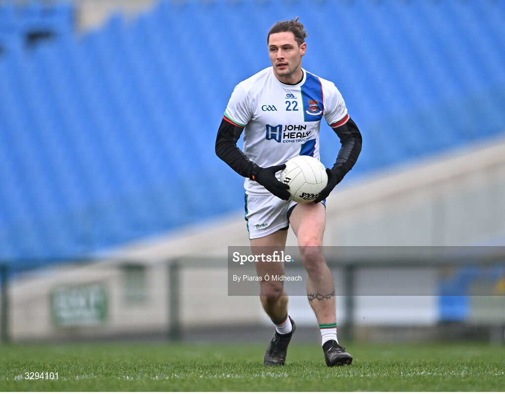 16 November 2025; Padraig O'Hora of Ballina Stephenites during the AIB Connacht GAA Football Senior Club Championship semi-final match between St Brigid's and Ballina Stephenites at King & Moffatt Dr Hyde Park in Roscommon. Photo by Piaras Ó Mídheach/Sportsfile