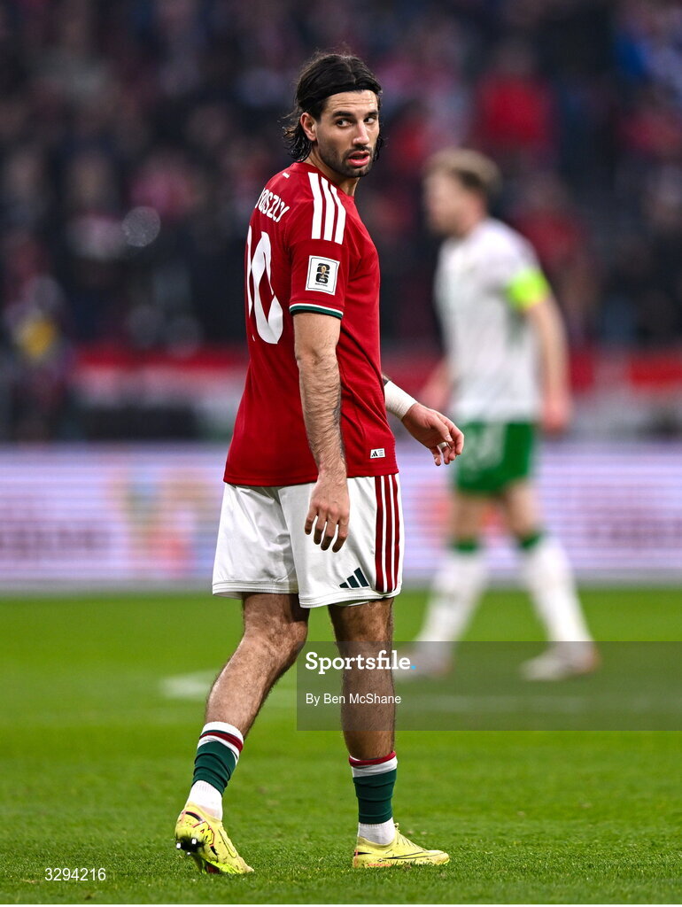 16 November 2025; Dominik Szoboszlai of Hungary during the FIFA World Cup 2026 Group F Qualifier match between Hungary and Republic of Ireland at Puskás Aréna in Budapest, Hungary. Photo by Ben McShane/Sportsfile