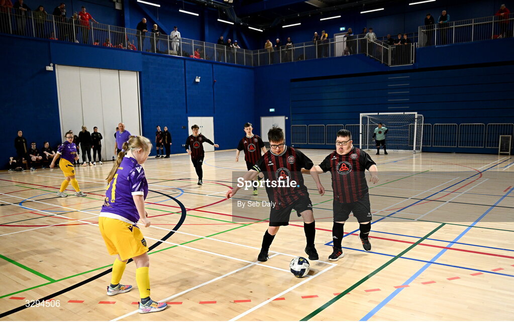 16 November 2025; Action during the LOI Cairdeas Cup Festival match between Wexford and Bohemians at the National Indoor Arena on the Sport Ireland Campus in Dublin. Photo by Seb Daly/Sportsfile