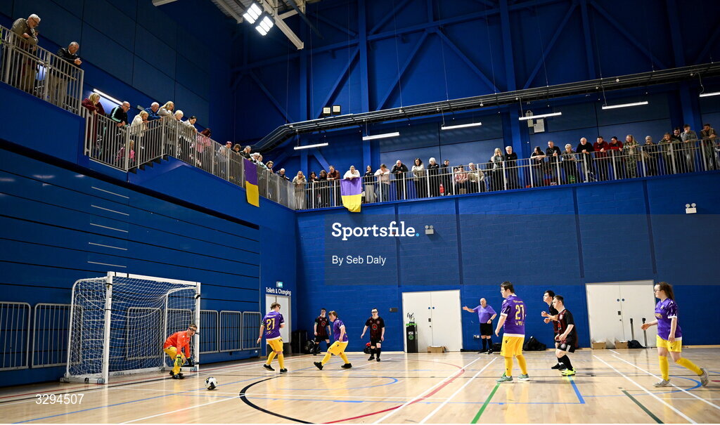 16 November 2025; A general view of action during the LOI Cairdeas Cup Festival match between Wexford and Bohemians at the National Indoor Arena on the Sport Ireland Campus in Dublin. Photo by Seb Daly/Sportsfile