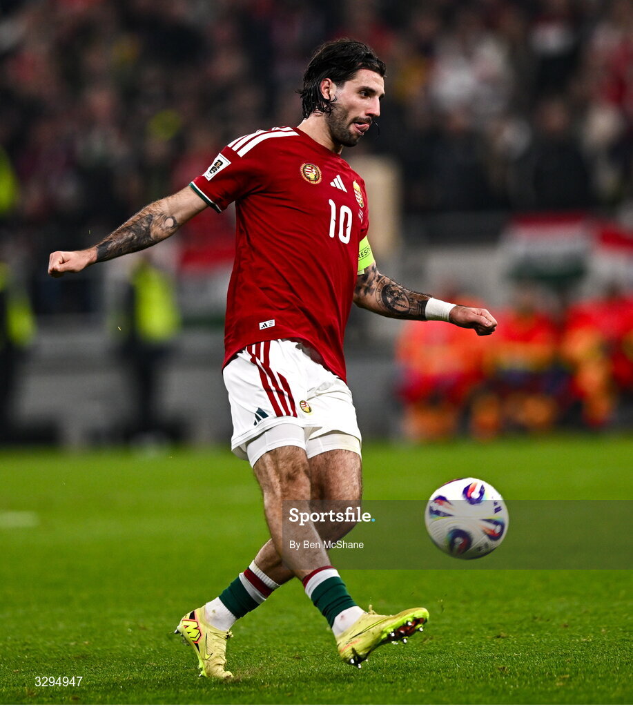 16 November 2025; Dominik Szoboszlai of Hungary during the FIFA World Cup 2026 Group F Qualifier match between Hungary and Republic of Ireland at Puskás Aréna in Budapest, Hungary. Photo by Ben McShane/Sportsfile