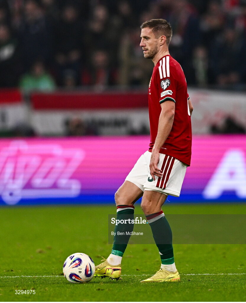 16 November 2025; Barnabás Varga of Hungary during the FIFA World Cup 2026 Group F Qualifier match between Hungary and Republic of Ireland at Puskás Aréna in Budapest, Hungary. Photo by Ben McShane/Sportsfile
