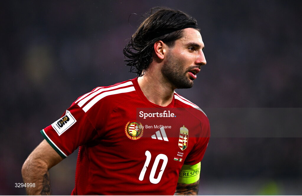 16 November 2025; Dominik Szoboszlai of Hungary during the FIFA World Cup 2026 Group F Qualifier match between Hungary and Republic of Ireland at Puskás Aréna in Budapest, Hungary. Photo by Ben McShane/Sportsfile