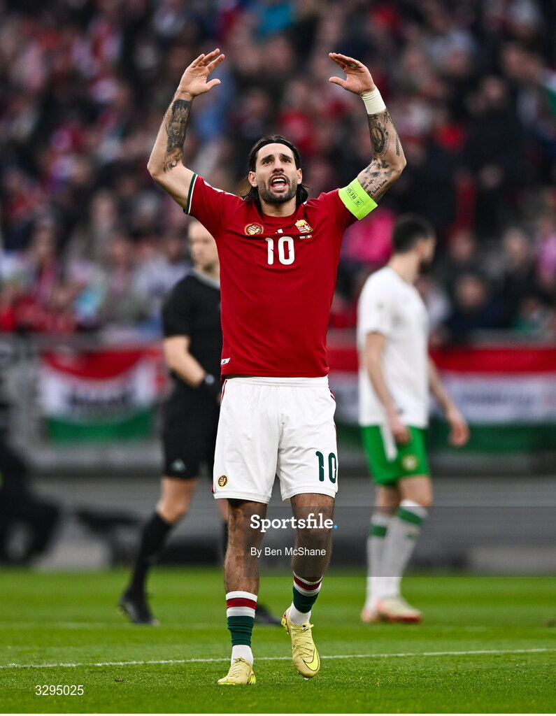 16 November 2025; Dominik Szoboszlai of Hungary during the FIFA World Cup 2026 Group F Qualifier match between Hungary and Republic of Ireland at Puskás Aréna in Budapest, Hungary. Photo by Ben McShane/Sportsfile