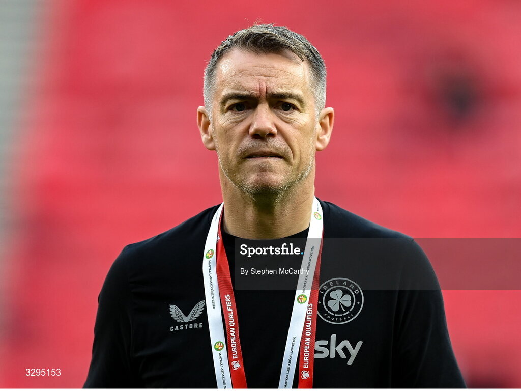 16 November 2025; Republic of Ireland head of athletic performance Damien Doyle before the FIFA World Cup 2026 Group F Qualifier match between Hungary and Republic of Ireland at Puskás Aréna in Budapest, Hungary. Photo by Stephen McCarthy/Sportsfile