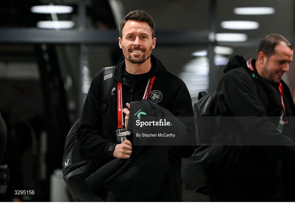 16 November 2025; Republic of Ireland assistant coach Paddy McCarthy arrives for the FIFA World Cup 2026 Group F Qualifier match between Hungary and Republic of Ireland at Puskás Aréna in Budapest, Hungary. Photo by Stephen McCarthy/Sportsfile