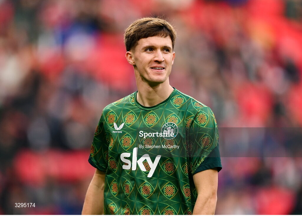 16 November 2025; Johnny Kenny of Republic of Ireland before the FIFA World Cup 2026 Group F Qualifier match between Hungary and Republic of Ireland at Puskás Aréna in Budapest, Hungary. Photo by Stephen McCarthy/Sportsfile