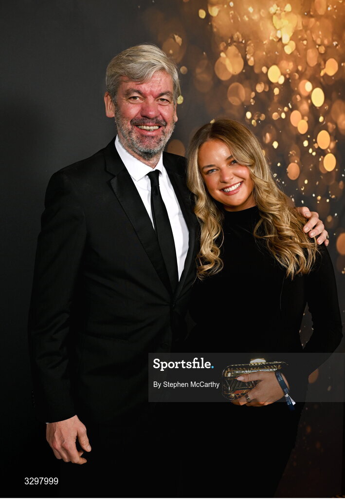22 November 2025; PFA Ireland solicitor Stuart Gilhooly with Valerie Gilhooly during the PFA Ireland Awards 2025 at The College Green Hotel in Dublin. Photo by Stephen McCarthy/Sportsfile