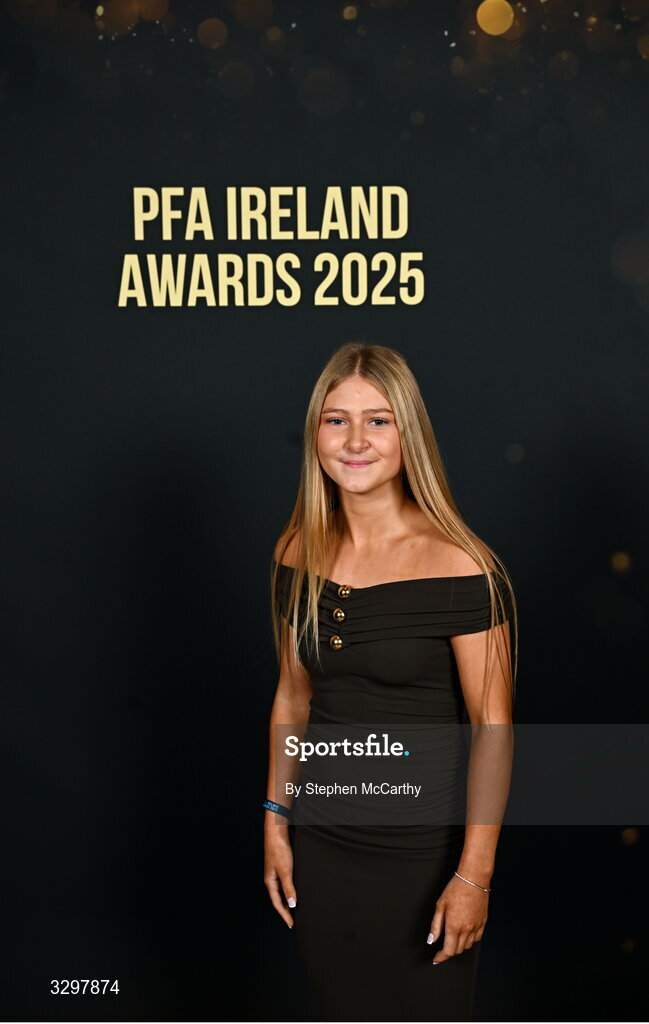 22 November 2025; Madison McGuane of Treaty United during the PFA Ireland Awards 2025 at The College Green Hotel in Dublin. Photo by Stephen McCarthy/Sportsfile