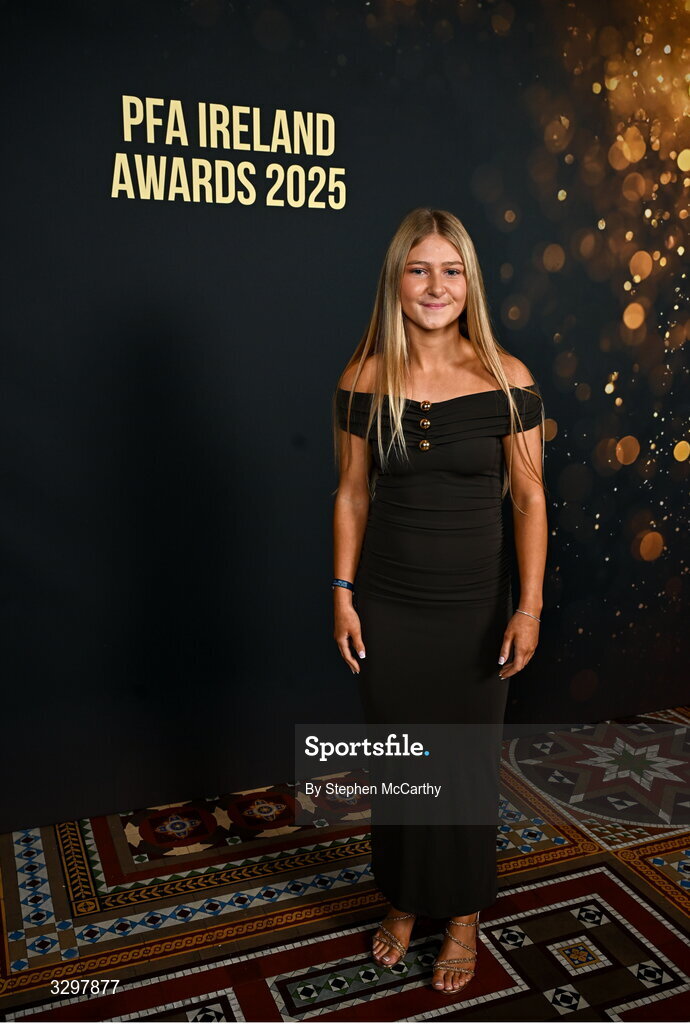 22 November 2025; Madison McGuane of Treaty United during the PFA Ireland Awards 2025 at The College Green Hotel in Dublin. Photo by Stephen McCarthy/Sportsfile